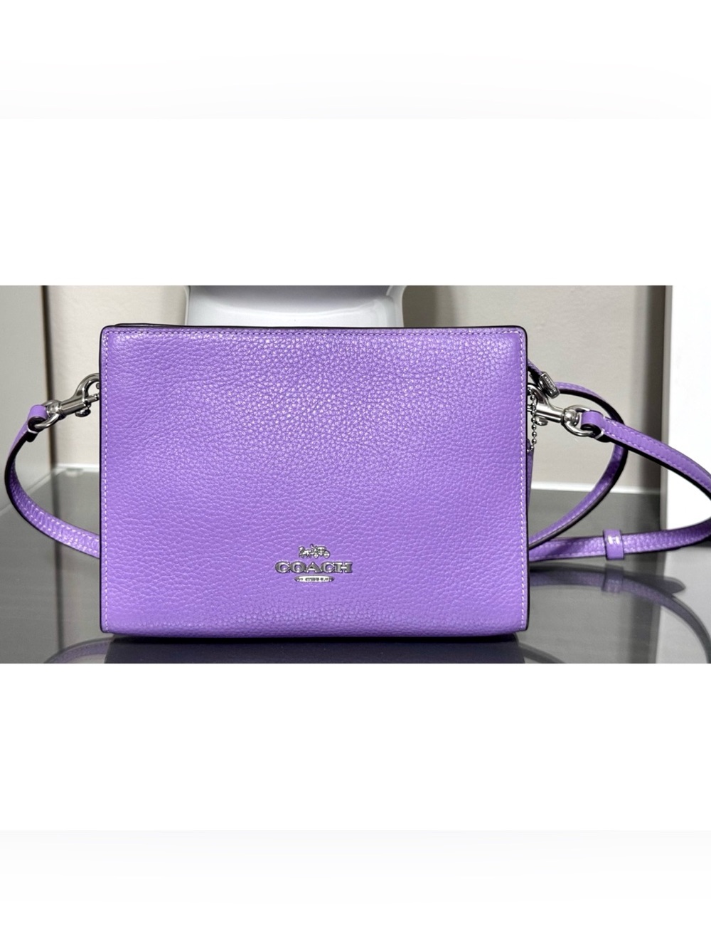 COACH‎ CAT21 Pebbled Leather Slim Crossbody Bag, IRIS PURPLE
